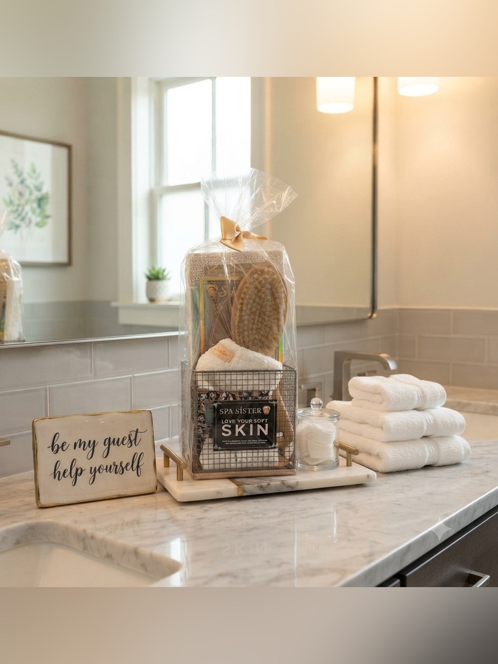 Bath Accessory Set - White and Brown